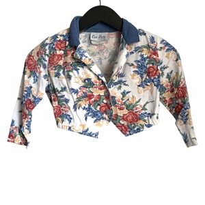Vintage Eve Byer California Floral Crop Jacket Size 5 Small Made in USA  80s/90s
